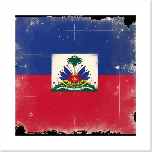 Vintage Haiti Haitian Flag Day Haitian Pride Wall Art by TomFrontierArt